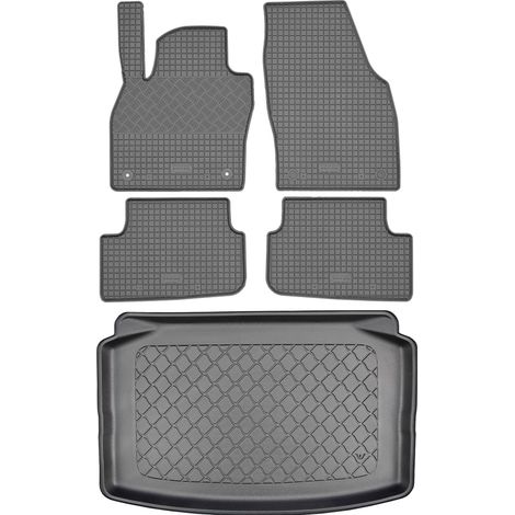 Set di tappetini in gomma per auto e tappetino per bagagliaio per Volkswagen Polo VI 2G AW Hatchback (5 porte) dal 10.2017: tappetini per auto e tappetino per bagagliaio. (1/5)