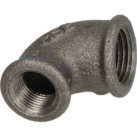 Raccord en fonte malléable noir coude 90° réduit 3'' x 2'' FF/FF