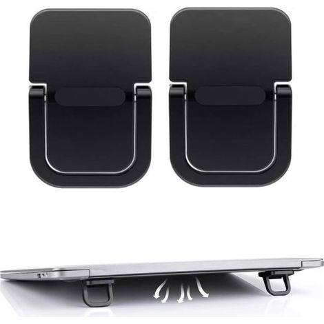 Supporto pieghevole per laptop - 2 pezzi - Mini supporto invisibile per laptop - Mini supporto autoadesivo per laptop per scrivania, computer, tastiera, notebook, nero (1/5)