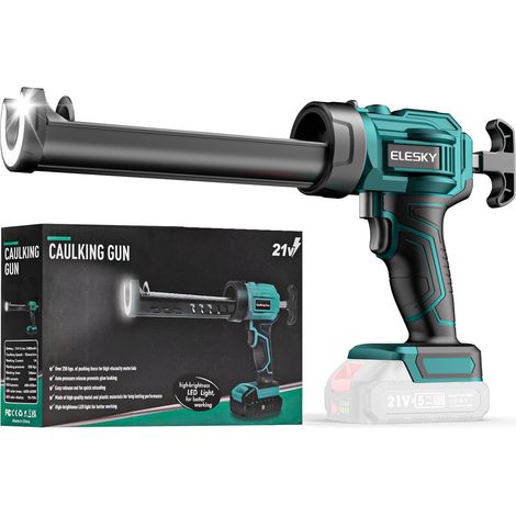 Pistolet à Cartouche Électrique 18V, 4 Vitesses, sans Batterie Pistolet silicone électrique 300 ml, LED intégrée, débit réglable, extrusion précise, poignée ergonomique, idéal joints. (1/5)