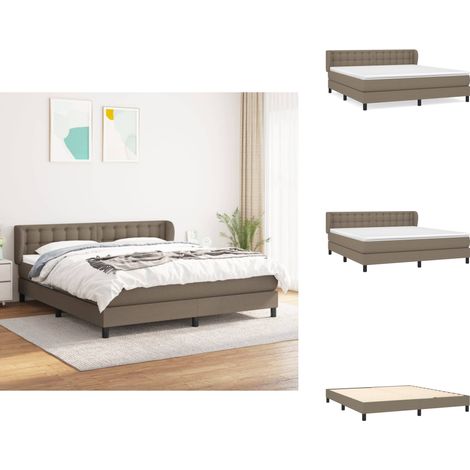 Sommier à lattes de lit avec matelas Taupe 160x200 cm Tissu - Lit Tapissier - Lit Double - Matelas Ressorts Ensachés - Literie - Chambre À Coucher (1/5)
