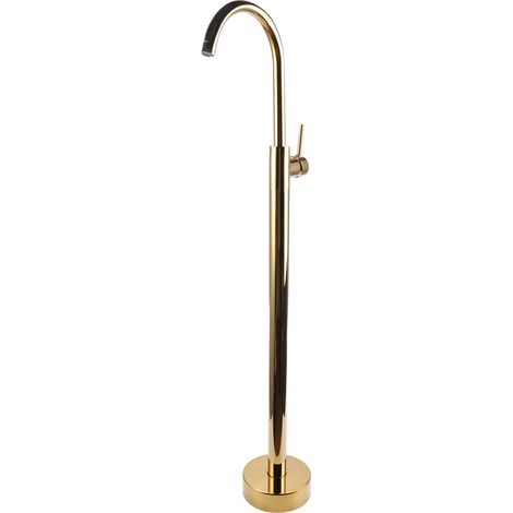 Freistehende Badewannenarmatur aus Messing und Edelstahl, europäischer Stil, kein Bohrloch erforderlich, bodenstehende Armatur für Standwaschbecken, Gold (1/5)