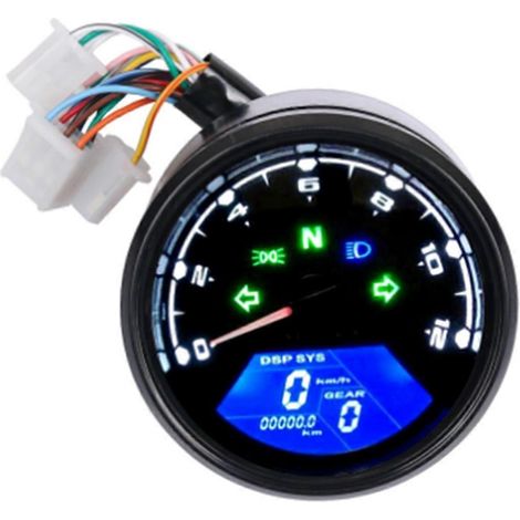 Universeller digitaler LCD-Drehzahlmesser, Geschwindigkeitsmesser und Kilometerzähler für Motorräder (1/5)