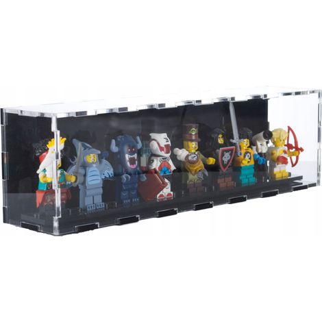 Vitrine mit schwarzem Hintergrund für 8 Lego-Figuren, schützt vor Staub und UV-Strahlung (1/5)