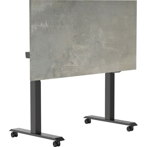Bureau mobile, pliable et réglage électrique - 180x80 cm - Structure noire - Aspect béton gris