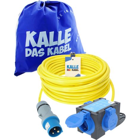 Kalle Adapterkabel CEE 230V 16A 2,5mm² auf Zelt Edition Extreme Signal Gelb IP44 15 Meter