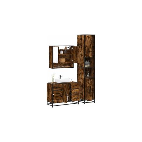 Ensemble de meubles de salle de bain 3 pcs Chêne fumé (1/5)