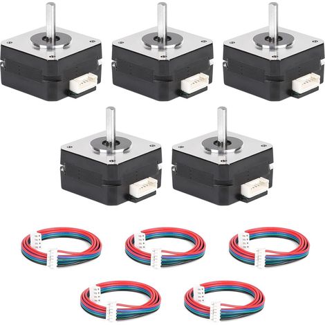 Stück NEMA 17 Schrittmotoren 42x23mm, 16Ncm, 1,8° pro Umdrehung, 3,6V/1A, 2-phasig, 4-adrig mit 1m Kabel für 3D-Drucker, CNC-Fräsmaschinen, Roboterarme und Lasergravierer