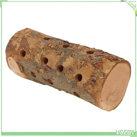 Jouet pour rongeur - FAFEICY - Jouet à mâcher en bûche - Bois de pommier naturel - Multi-usage perchoir & mâchouille - Rond, petit (1/5)
