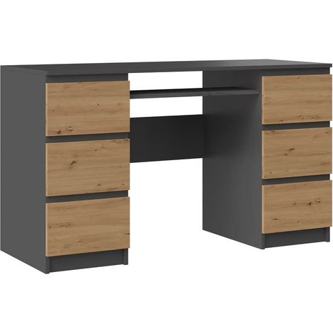 Scrivania : 6 cassetti, 51 x 130 x 76 cm, Antracite / Rovere Artigianale (1/5)