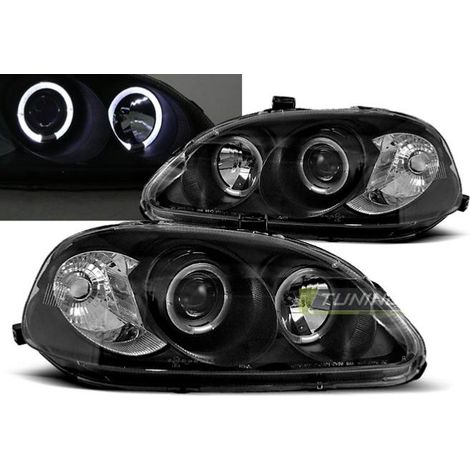 Paire de feux phares Honda Civic 99-01 angel eyes noir-27361395 (1/2)