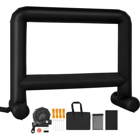 Mophorn Écran de projection gonflable 488 cm de diagonale, format 16:9, tissu 600D lavable, avec sac de transport pratique, montage rapide, idéal pour extérieur, cinéma maison, soirées à thème