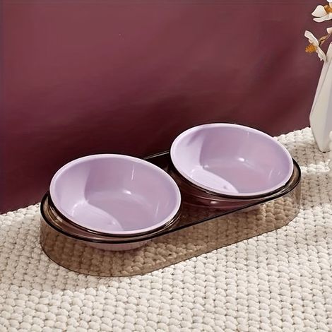 Comedero inclinado con múltiples compartimentos  Dos comederos separados, a prueba de derrames y fáciles de limpiar para gatos y perros (morado)