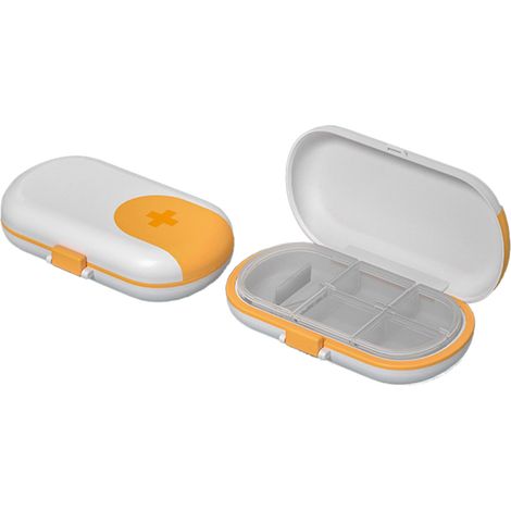Trousse à pharmacie portable grande capacité compartiment de rangement étanche boîte de médicaments voyage blanche jaune (1/3)