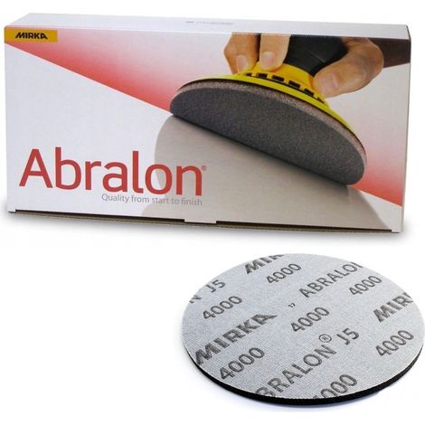 Mirka – Disque abrasif de ponceuse 150mm P2000 – Grain carbure de silicium – Éponge Velcro pour surfaces lisses et profilées (1/2)