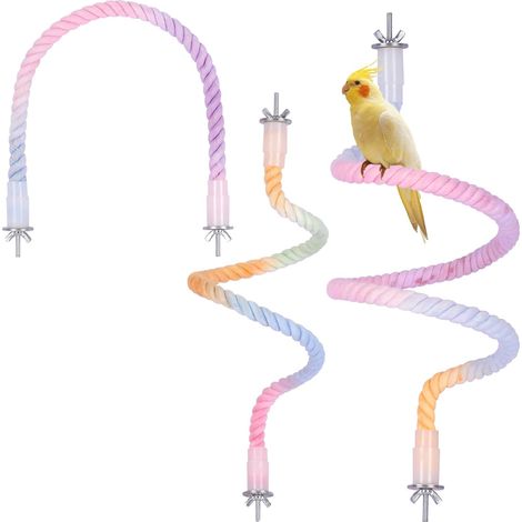 Perchoir à oiseaux JeiibrZui - 3 parties (41,5 cm, 60 cm, 80 cm) - Corde d'escalade flexible - Rose (1/5)