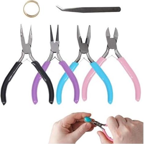6pcs Pince Bijoux Creation,Pince Bijoux,Pince Pour A Bijoux,Petite Pince,Fabrication À Perle,Coupe-Fil La Découpe De - (1/5)