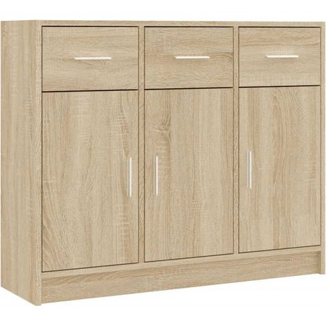 Aparador de madera de ingeniería color roble Sonoma 91x28x75 cm vidaXL (1/5)