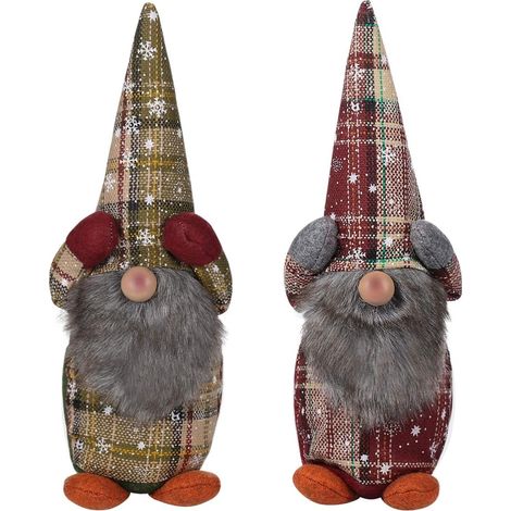 Figurines de gnomes de Noël, lutins tomte scandinaves en peluche pour décoration de Noël, lot de 2