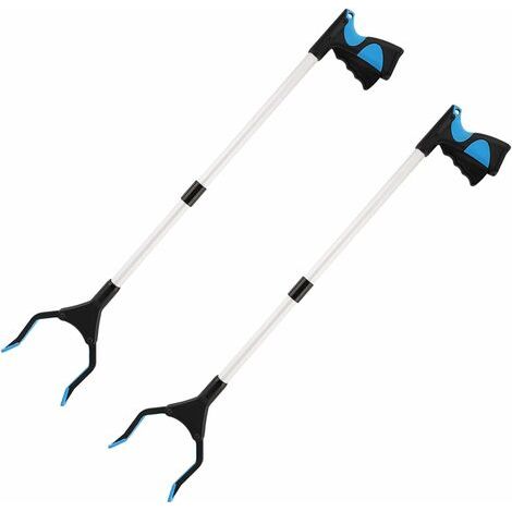 Outils de Ramassage, [2pièces] 32" Pince Extension Pliable, Outil d'aide Handicapé en Aluminium avec Pince Rotative en Caoutchouc, Extension à Bras Long pour Ramasse-Déchets- Bleu (1/5)