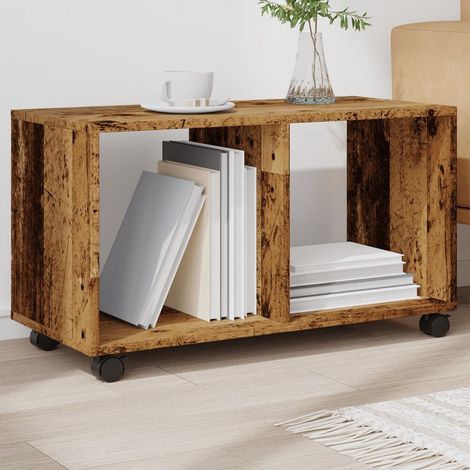 Armario con ruedas madera ingeniería envejecida 72x33x42,5 cm (1/5)