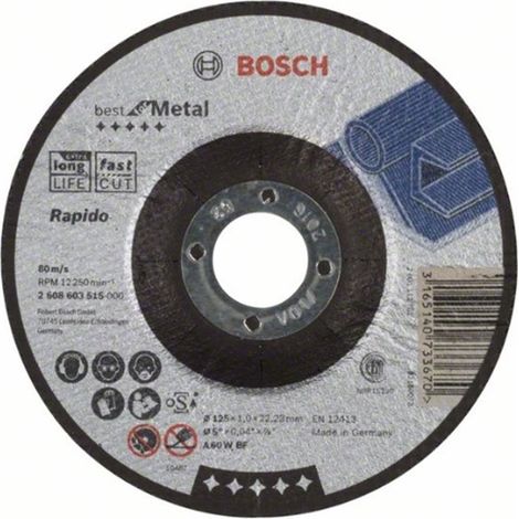 Bosch 2608603515 Disco abrasivo corte concavo Best Metal-rápido 125x1mm 25 uds (1/4)