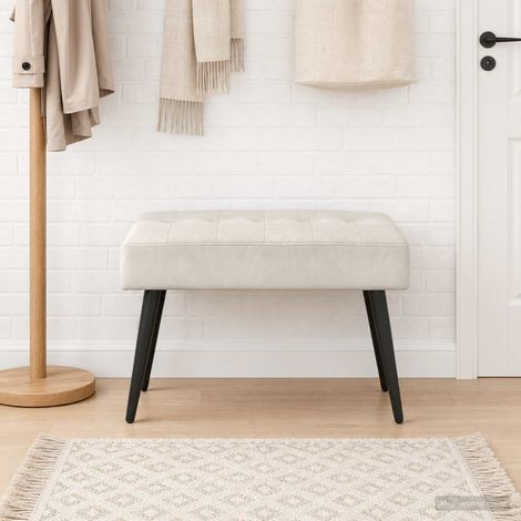 vidaXL Panchina con bottoni imbottiti Crema 60 x 40 x 45 cm Velluto
