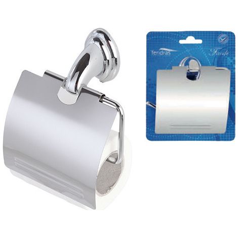 Porta rollos fácil en acero cromado – Fijación con tornillos – Diseño moderno para el baño