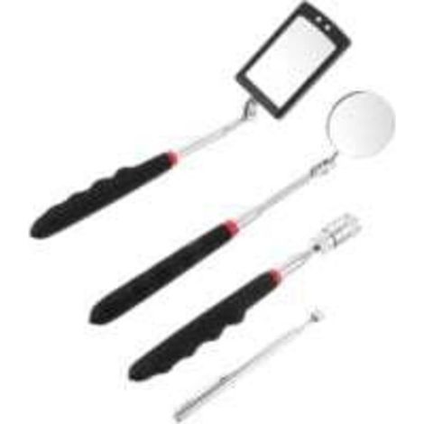 Specchietto di ispezione girevole a 4 pezzi per pickup, accessori per riparazioni auto, asta di aspirazione flessibile telescopica magnetica.