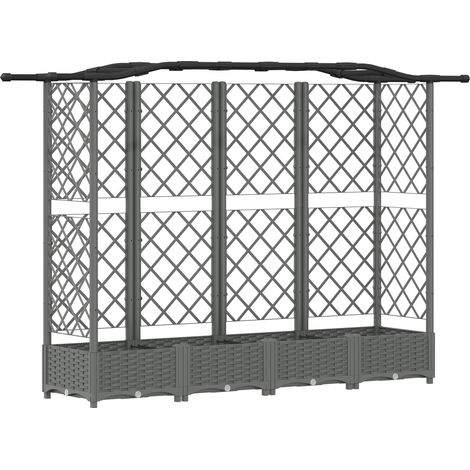 Maison Exclusive - Lit Élevé avec Treillis et Toit Gris clair 203,5 x 40 x 123 cm (1/5)