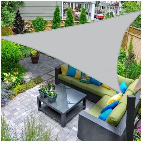Voile D'ombrage - Triangle 4x4x4 M - Résistant UV UPF 50+ - Pour Jardin Patio Extérieur - Gris (1/5)