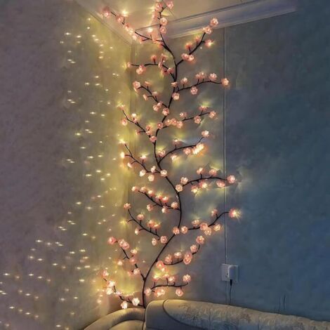 Branche lumineuse LED en forme de fleur de cerisier, avec 72 LED, télécommande et 8 modes d'éclairage, idéale pour un usage domestique. (1/5)