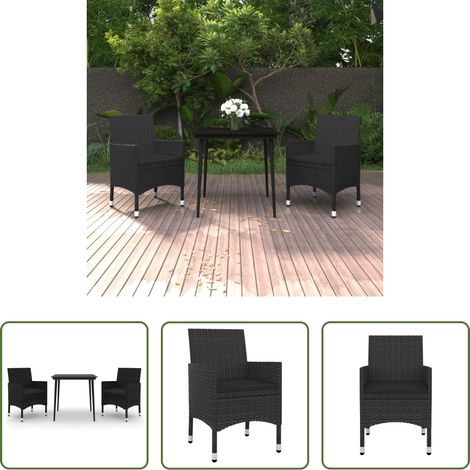 vidaXL Salle à manger extérieure - Ensemble à manger de jardin coussins 3 pcs Résine tressée Verre (1/5)