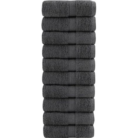 Serviettes d'invités haut de gamme SOLUND, lot de 10, anthracite, 30 x 50 cm, 600 g/m²
