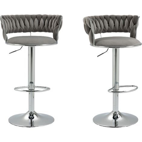 Juego de 2 sillas de bar giratorias de 360 grados, taburetes de bar ajustables en altura con reposapiés para cocina, comedor, isla central, bar, bodega, oficina y sala de estar. (1/5)