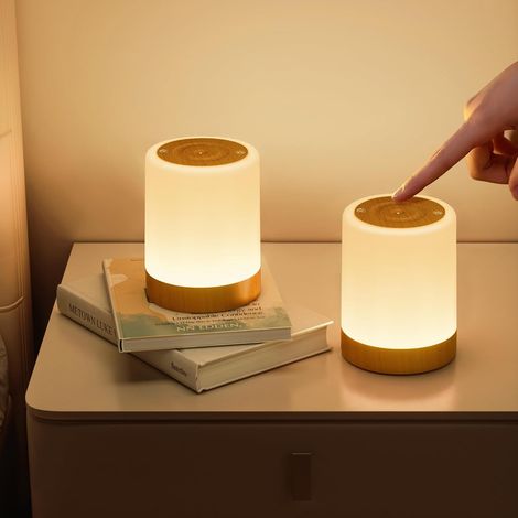 Lámpara de mesita de noche táctil inalámbrica recargable, 5 modos, 256 colores RGB, temporizador, ideal para camping o sala de estar. (1/4)