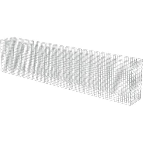 Jardinera elevada para plantas y flores fabricada en gavión de acero galvanizado 450 x 50 x 100 cm 020001301