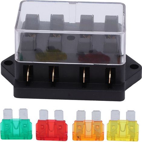 Jeffergarden Bote de porte-fusible à lame à 4 voies étanche avec fusible 4 pièces pour bateau marin de voiture automatique 12V-24V