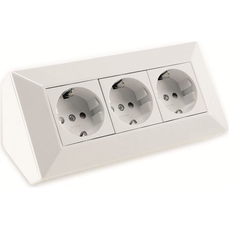 ChiliTec Steckdosenblock 3-fach, Aufbau-/Ecksteckdose, Weiß (1/5)
