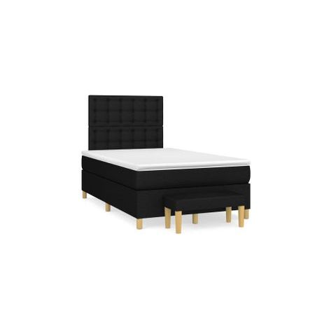 Sommier à lattes de lit avec matelas Noir 120x200 Tissu (1/5)