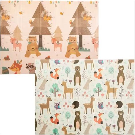 Tapis de jeu recto‑verso pour bébé – 195x148 cm – Pliable – Imprimé multicolore – Sécurisé – Idéal pour ramper et jouer (1/5)