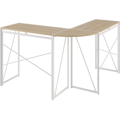 Bureau d'angle en L design moderne avec plateau en MDF et structure métal noir (1/5)