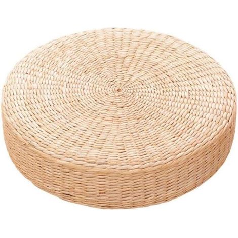 Coussin de siège plat en paille 40x40x6 cm, Coussins de Sol Tatami - Rond Tapis de Paille pour siège d'extérieur -en rotin tressé (1/4)