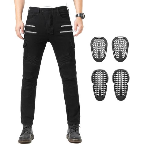 Pantalon de Moto pour Homme Jeans Blindé avec Armure CE Amovible
