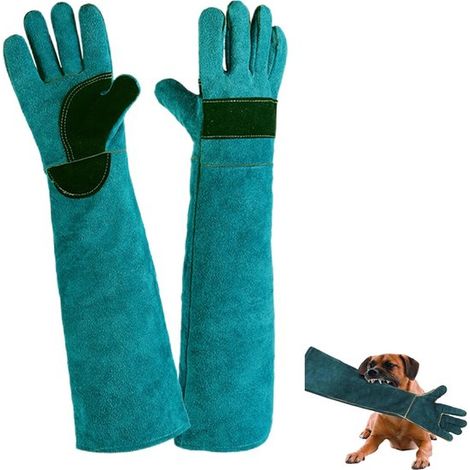 45 cm lange Hundepflegehandschuhe und -roller aus Leder – reiß- und bissfest, geeignet für Fütterung, Training und Schutz (1/2)