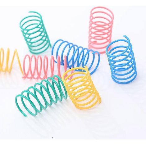Jouets à ressort pour chats, lot de 20 ressorts colorés en plastique spiralé, jouets interactifs pour chatons, jouets recyclés, couleurs aléatoires (1/4)