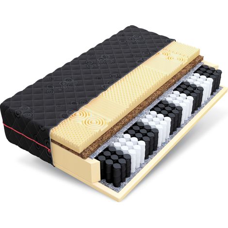 Matratze 140x200 Taschenfederkern DARK 7 Zonen H3 Kokos HR-Schaum Massage 24 cm (1/5)