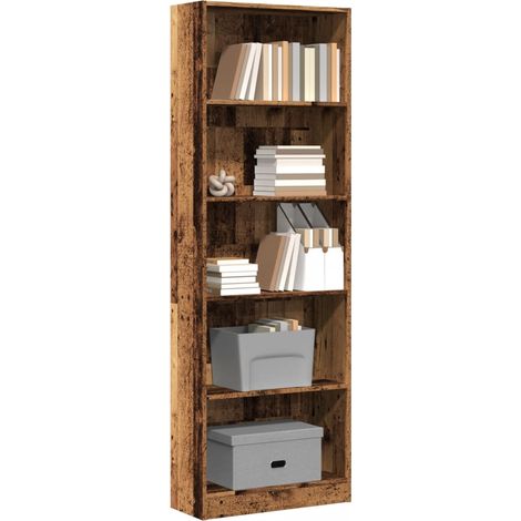 vidaXL Libreria Legno Antico 60x24x176 cm in Legno Multistrato