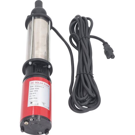 Pompe immergée DC24V 300W 4m³/h H=15m Moteur cuivre pour puits profond, alimentation solaire, usage domestique, agricole, camping et camping-car (1/5)