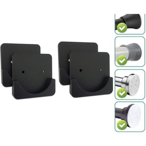Supports adhésifs pour tringle à rideau de douche Sans perçage Tringle non incluse Lot de 4 (noir mat) (1/5)